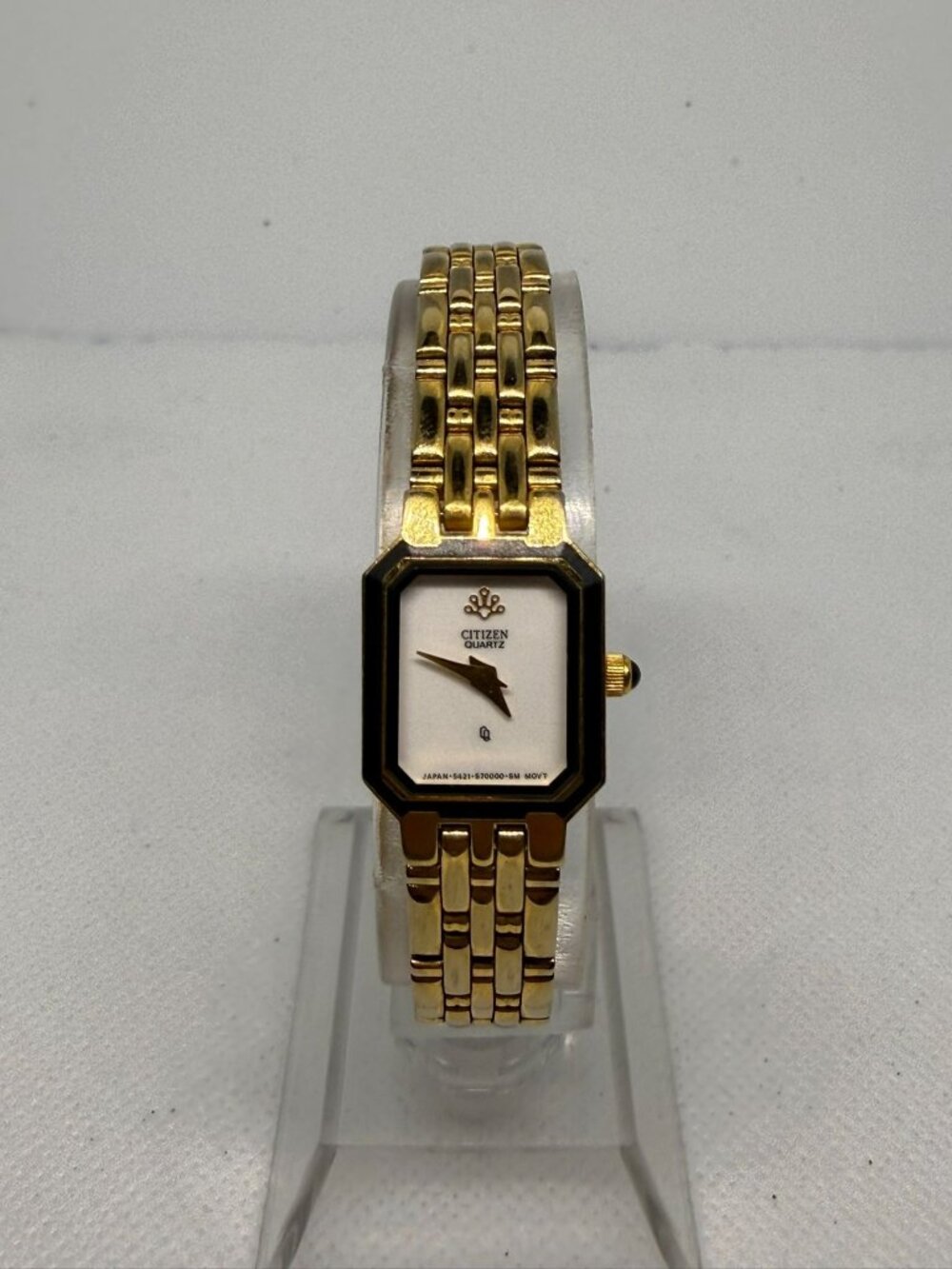 Citizen Women's Gold-Tone Quartz White Dial Black Accent Stainless Steel Watch